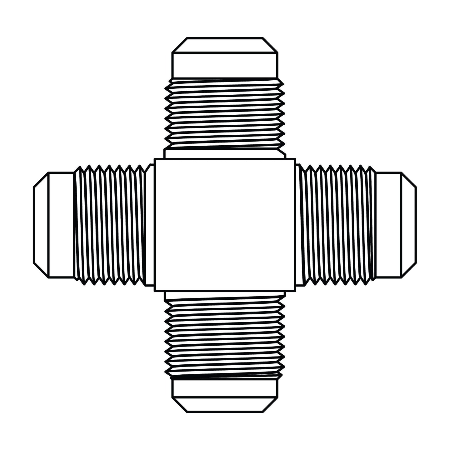 52 - 04 - 04 - 04 - 04 SAE 45° Tube Union Cross, Brass - GetHydraulics