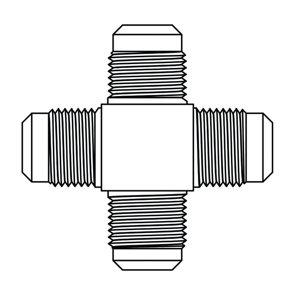 52 - 04 - 04 - 04 - 04 SAE 45° Tube Union Cross, Brass - GetHydraulics