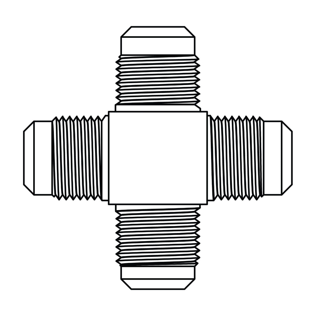 52 - 05 - 05 - 05 - 05 SAE 45° Tube Union Cross, Brass - GetHydraulics