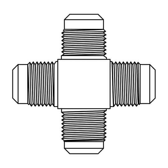 52 - 05 - 05 - 05 - 05 SAE 45° Tube Union Cross, Brass - GetHydraulics