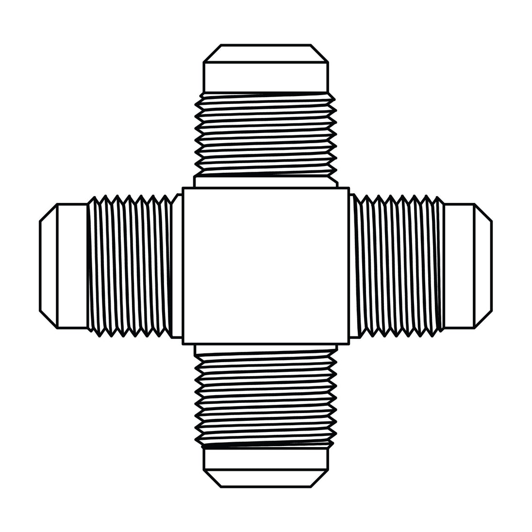 52-06-06-06-06 SAE 45° Tube Union Cross, Brass