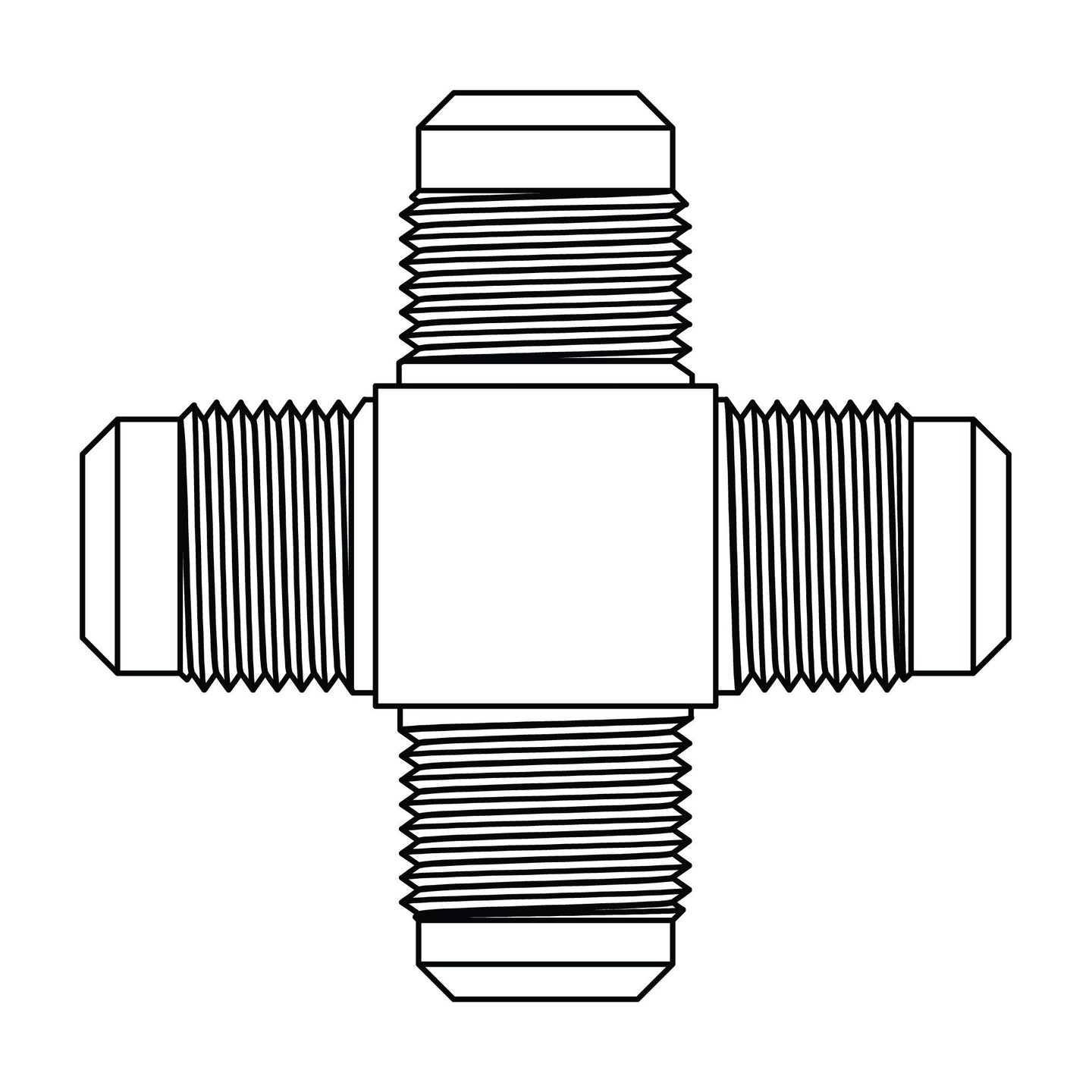 52-10-10-10-10 SAE 45° Tube Union Cross, Brass