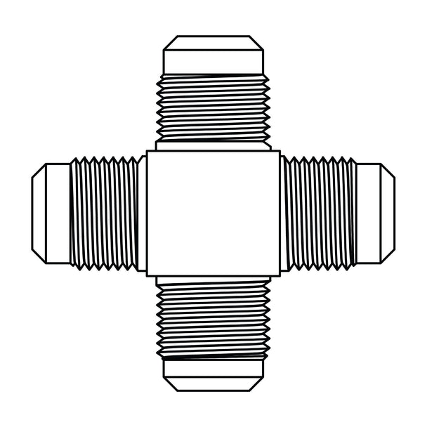 52-10-10-10-10 SAE 45° Tube Union Cross, Brass