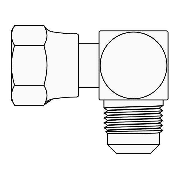 5790-04-04 SAE 45° Swivel to Elbow 90°, Brass