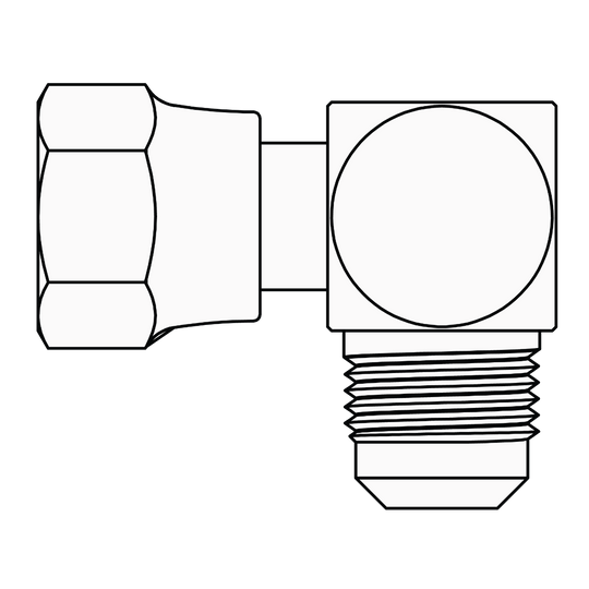 5790-10-10 SAE 45° Swivel to Elbow 90°, Brass