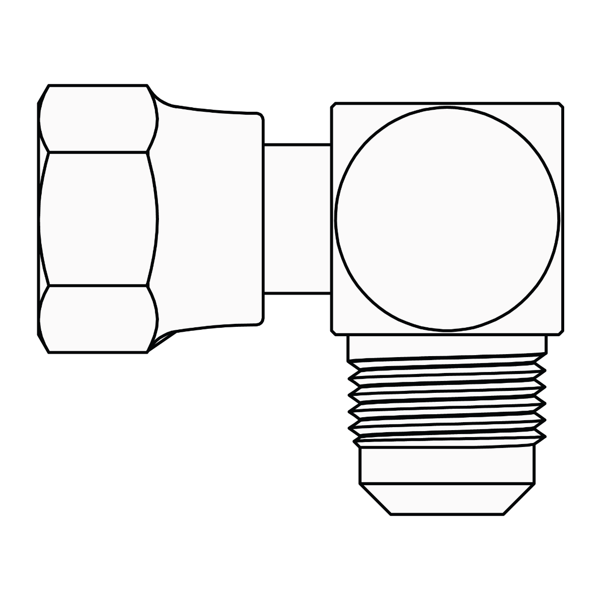 5790-06-06 SAE 45° Swivel to Elbow 90°, Brass