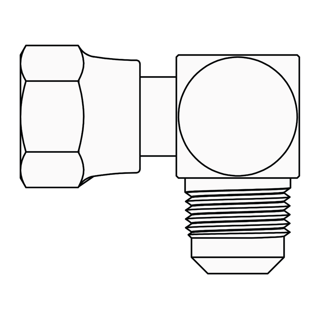 5790-08-08 SAE 45° Swivel to Elbow 90°, Brass
