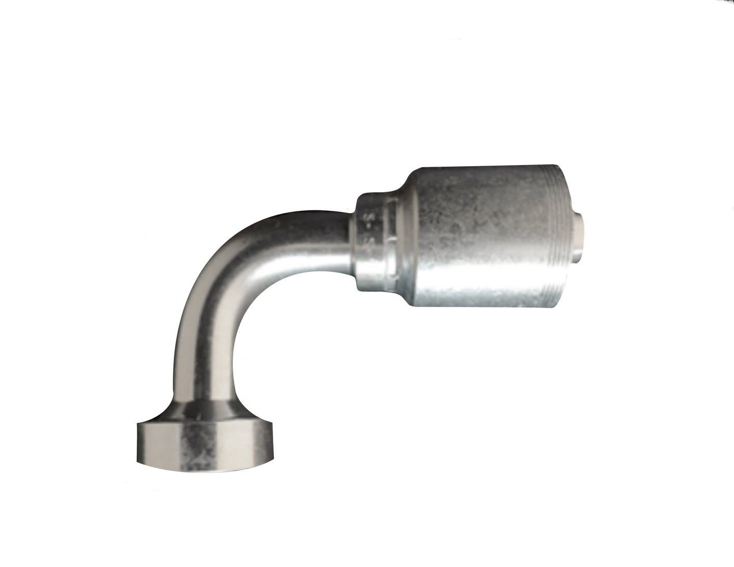 600SF-CAT-90-20-20-7.5" SPIRALFIT, 90 DEGREE 75" DROP, 1-1/4" HOSE X 1-1/4" CAT FLANGE