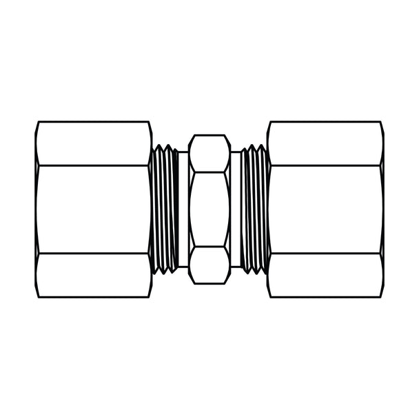 62 - 10 - 08 Tube Union, Brass Compression - GetHydraulics