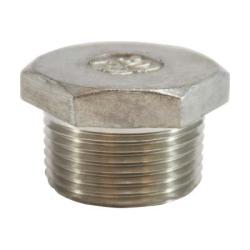 62635 Cored Hex Head Plug, 1 - in Male NPT, Stainless Steel, 150 lb - GetHydraulics.com
