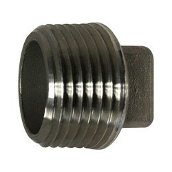 62660 Cored Square Head Plug, 3 - in Male NPT, Stainless Steel, 150 lb - GetHydraulics.com