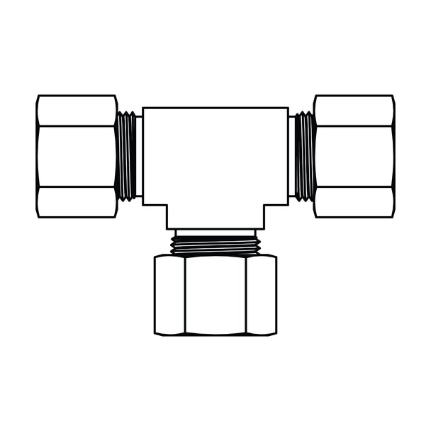 64 - 05 - 05 - 05 Tube Union Tee, Brass Compression - GetHydraulics