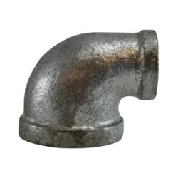64137 90 deg Reducing Elbow, 1 - 1/2 in FPT x 1 in FPT, Iron, Galvanized, 150 lb - GetHydraulics.com