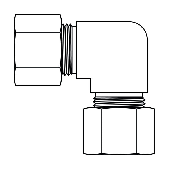 65 - 02 - 02 Tube Union Elbow 90°, Brass Compression - GetHydraulics