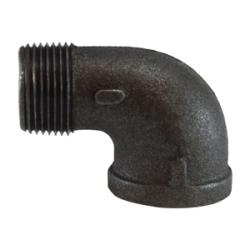 65162 90 deg Street Elbow, 3/8 in MPT x 3/8 in FPT, Iron, Black, 150 lb - GetHydraulics.com
