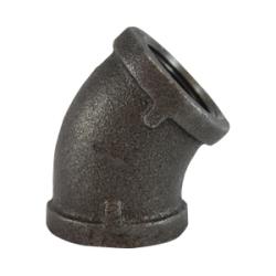 65182 45 deg Elbow, 3/8 in FPT x 3/8 in FPT, Iron, Black, 150 lb - GetHydraulics.com