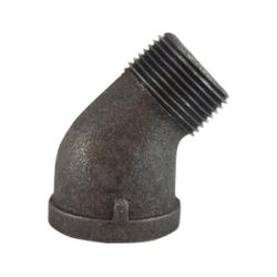 65203 45 deg Street Elbow, 1/2 in MPT x 1/2 in FPT, Iron, Black, 150 lb - GetHydraulics.com