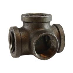 65386 Side Outlet Tee, 1 - 1/4 in FPT x 1 - 1/4 in FPT x 1 - 1/4 in FPT, Iron, Black, 150 lb - GetHydraulics.com