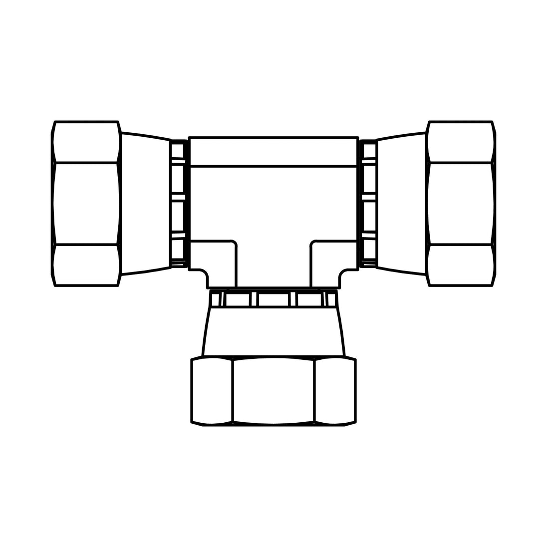 6606 - 04 - 04 - 04 JIC Swivel Union Tee - GetHydraulics.com