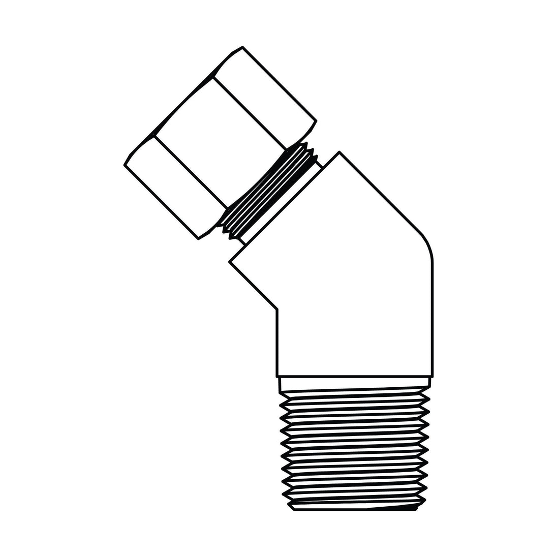 67 - 04 - 04 Tube to Pipe Elbow 45°, Brass Compression - GetHydraulics