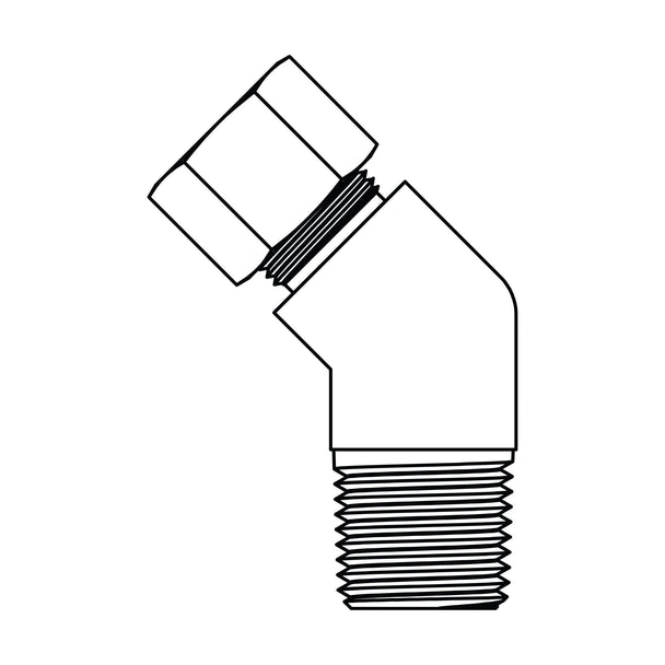 67 - 08 - 08 Tube to Pipe Elbow 45°, Brass Compression - GetHydraulics