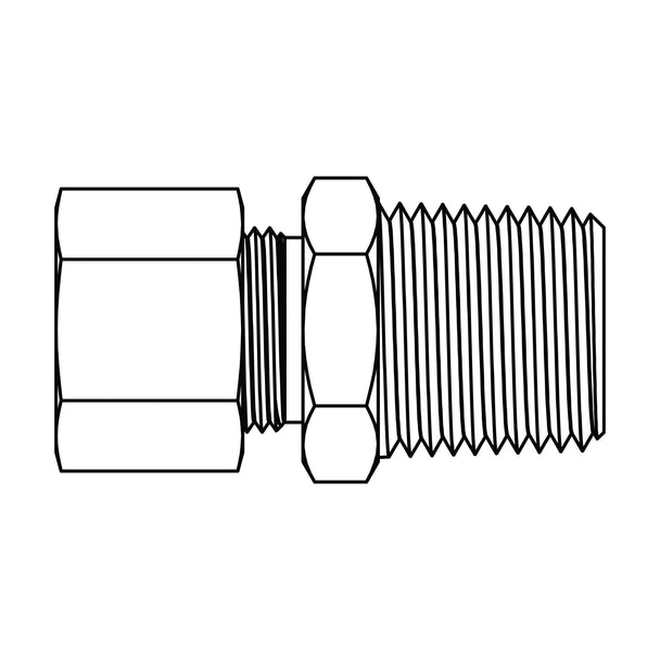 68 - 06 - 04 Tube to Pipe Fitting, Brass Compression - GetHydraulics