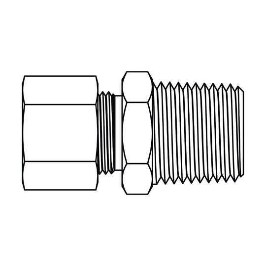 68 - 08 - 04 Tube to Pipe Fitting, Brass Compression - GetHydraulics