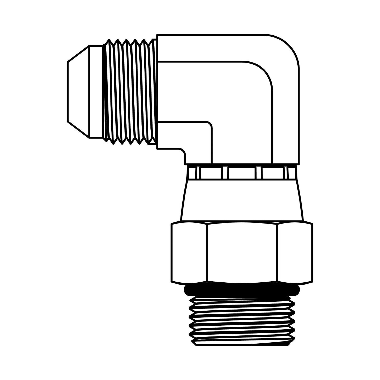 6801 - S - 10 - 10 JIC to O-Ring Swivel Elbow 90 - GetHydraulics.com