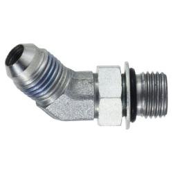 6802NWO2 45 - deg Elbow, 1/8 in Male JIC x 1/8 in Male Adjustable ORB, Steel - GetHydraulics.com