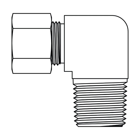 69 - 04 - 08 Tube to Pipe Elbow 90°, Brass Compression - GetHydraulics