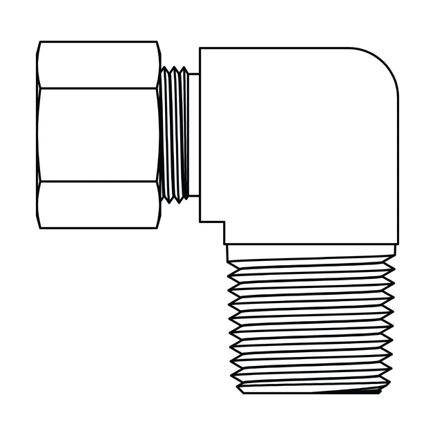 69 - 08 - 08 Tube to Pipe Elbow 90 , Brass Compression - GetHydraulics.com