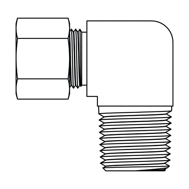 69 - 10 - 12 Tube to Pipe Elbow 90°, Brass Compression - GetHydraulics