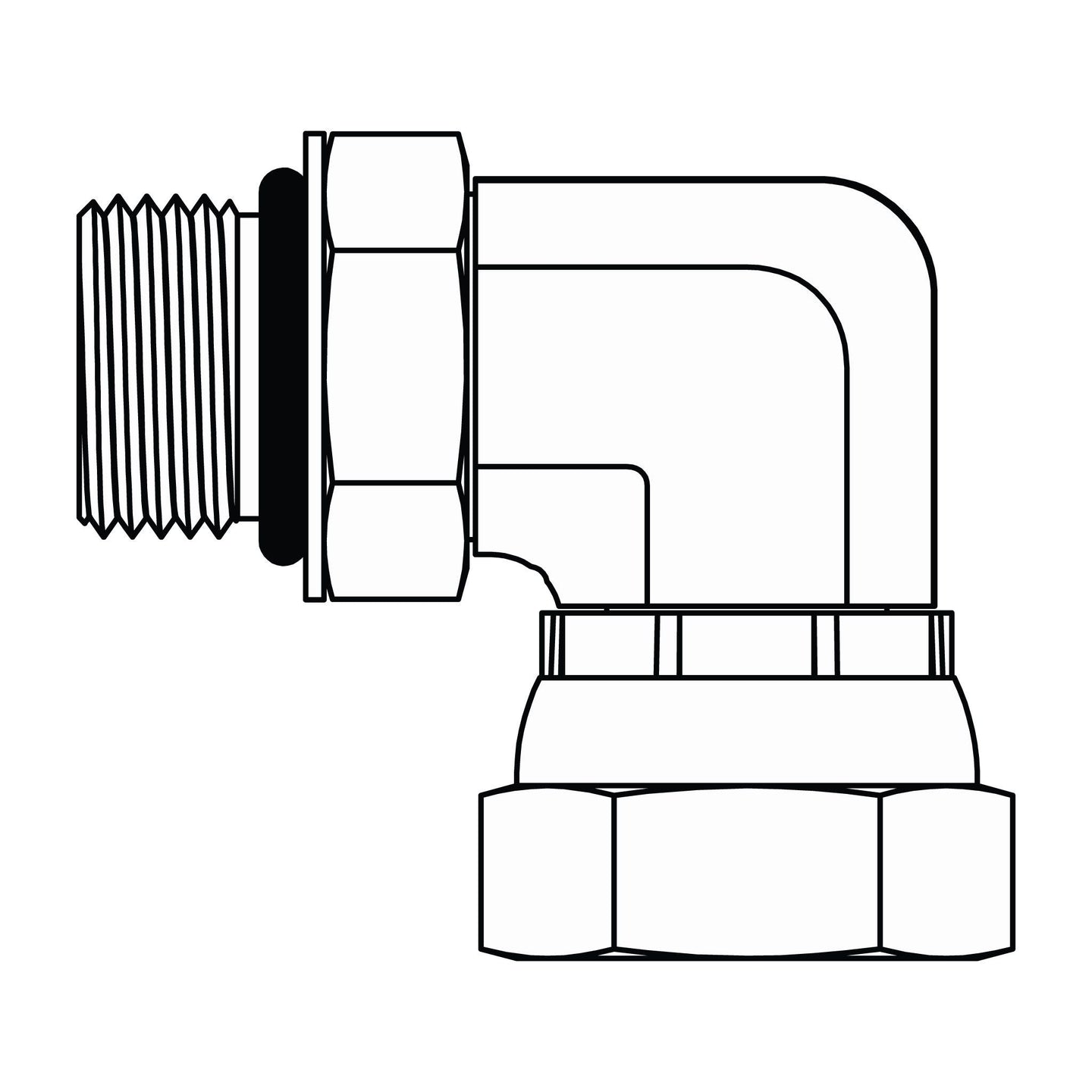 6901 - 10 - 12 O-Ring to Pipe Swivel Elbow 90 - GetHydraulics.com