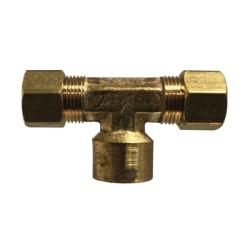 700078 - 0606 Female Branch Tee, 3/8 - in Compression x 3/8 - in Compression x 3/8 - in Female NPTF, Brass - GetHydraulics.com