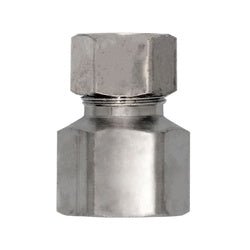 700097 - 0806CP Female Adapter, 1/2 - in Female Compression x 3/8 - in Compression, Brass, Chrome - Plated - GetHydraulics.com