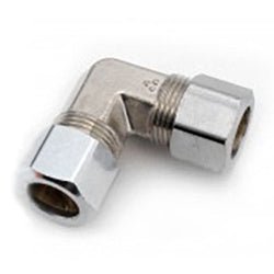 700665 - 06 Compression Elbow, 3/8 - in Compression x 3/8 - in Compression, Lead - Free Brass, Chrome - Plated - GetHydraulics.com