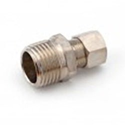 700668 - 0808 Connector, 1/2 in Compression x 1/2 in Male NPTF, Lead - Free Brass, Chrome - Plated - GetHydraulics.com