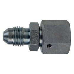 7007 - 04 - L08 - 14 Swivel Adapter, 1/4 - in Male JIC x L08 Female Metric Swivel, Steel - GetHydraulics.com