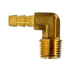 707020 - 0404 90 - deg Male Elbow, 1/4 - in Hose Barb x 1/4 - in Male NPTF, Lead - Free Brass - GetHydraulics.com