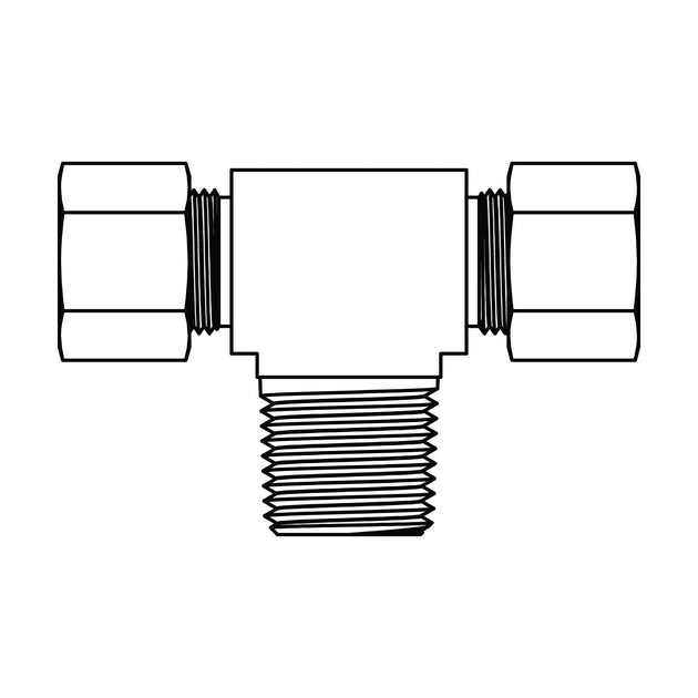 72 - 04 - 04 - 04 Tube to Pipe Branch Tee, Brass Compression - GetHydraulics.com