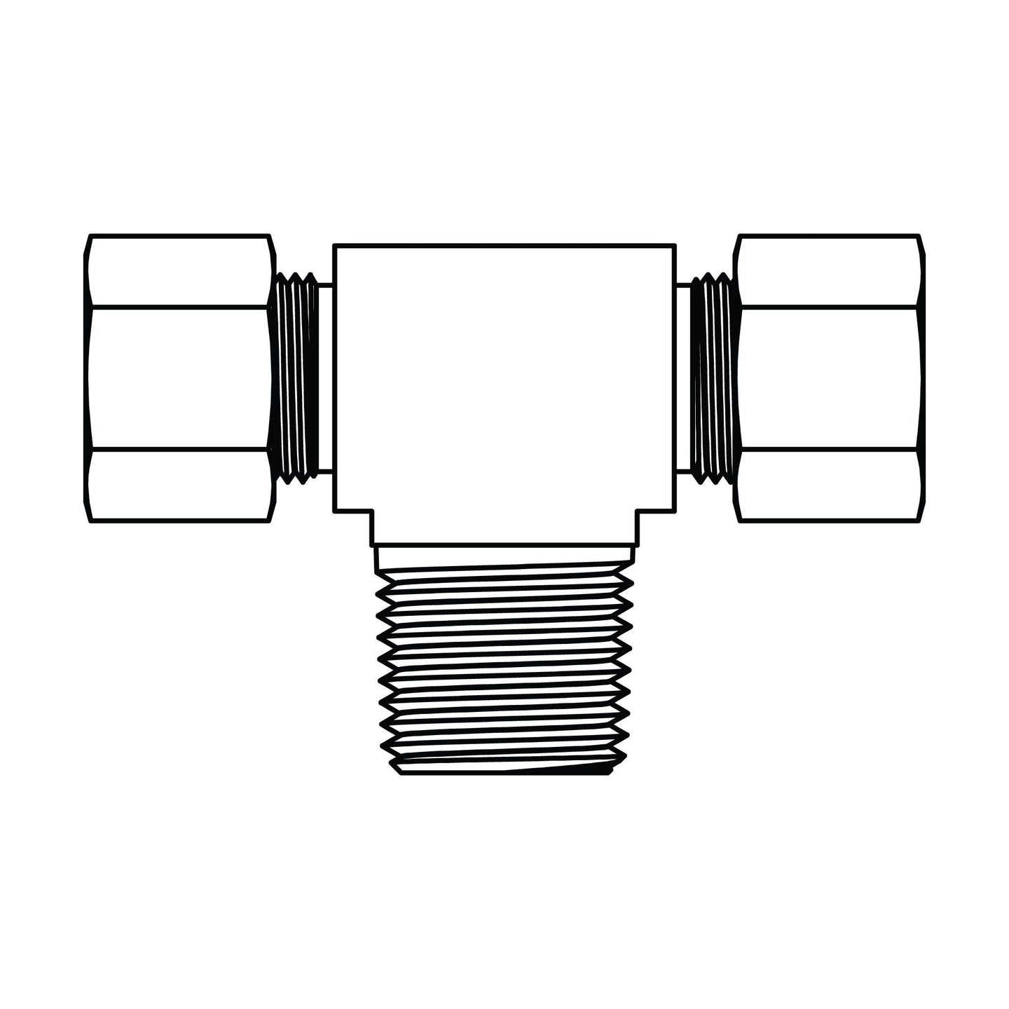 72 - 05 - 05 - 02 Tube to Pipe Branch Tee, Brass Compression - GetHydraulics