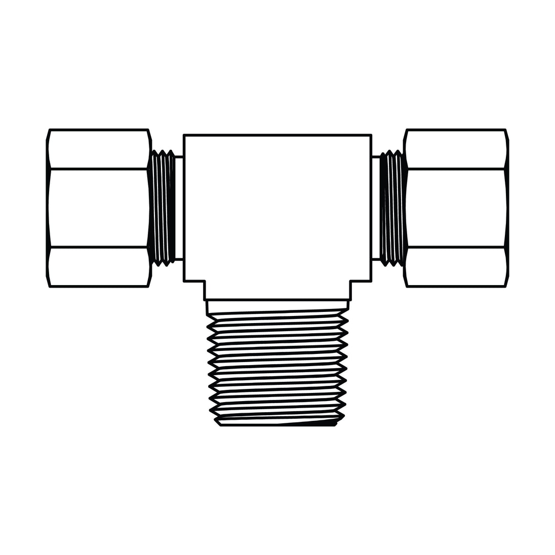 72 - 12 - 12 - 12 Tube to Pipe Branch Tee, Brass Compression - GetHydraulics