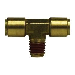 720402 Branch Tee, 1/4 - in Push - In x 1/8 - in MIP x 1/4 - in Push - In, Brass - GetHydraulics.com