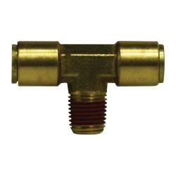 720404 Branch Tee, 1/4 - in Push - In x 1/4 - in MIP x 1/4 - in Push - In, Brass - GetHydraulics.com