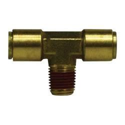 720804 Branch Tee, 1/2 - in Push - In x 1/4 - in MIP x 1/2 - in Push - In, Brass - GetHydraulics.com