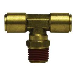 720804S D.O.T. Male Swivel Branch Tee, 1/2 - in Push - to - Connect x 1/2 - in Push - to - Connect x 1/4 - in Male NPTF Swivel, Brass - GetHydraulics.com