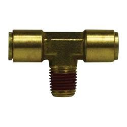 720806 Branch Tee, 1/2 - in Push - In x 3/8 - in MIP x 1/2 - in Push - In, Brass - GetHydraulics.com