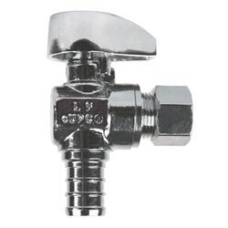 746438MH 90 - deg Angle Supply Stop, 1/2 - in PEX x 3/8 - in Compression, Brass Body, Chrome - Plated - GetHydraulics.com