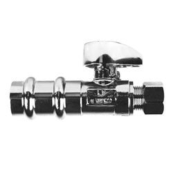 746570MH Press Fit Straight Supply Stop, 1/2 - in Press x 3/8 - in Compression, Brass Body, Chrome - Plated - GetHydraulics.com