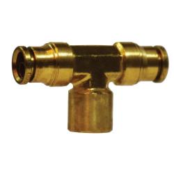 770404 Branch Tee, 1/4 in Push - In Tube x 1/4 in Push - In Tube x 1/4 in FPT, Brass - GetHydraulics.com